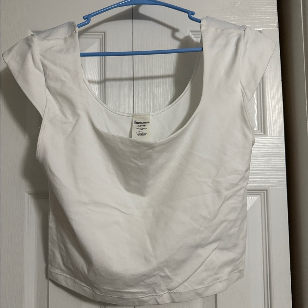 No Boundaries Gray Fitted Cap Sleeve Crop Top